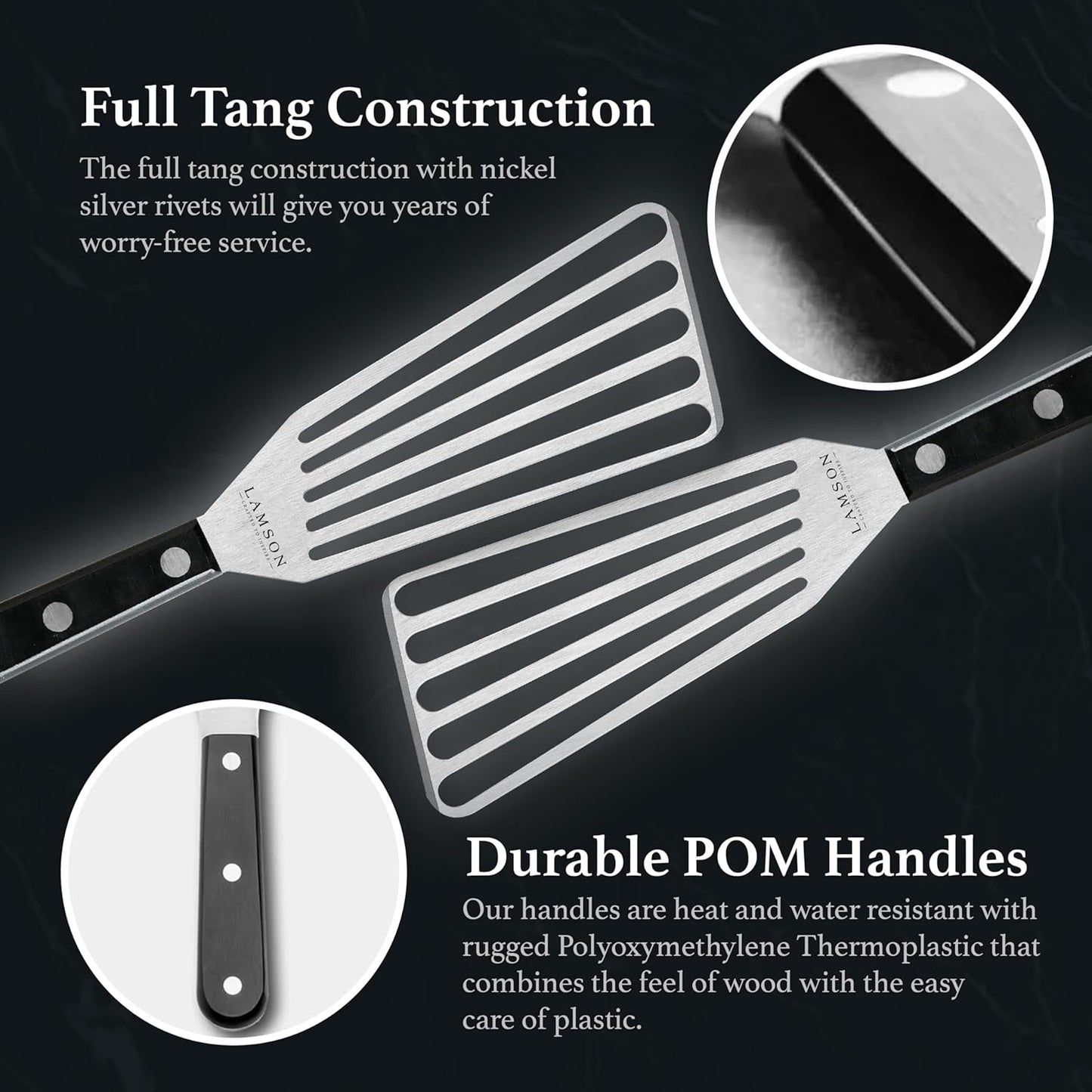 Lamson Metal Spatula Slotted Turner - 3' x 6" Stainless Flipper with Ultra Durable Handle, Right-Hand - Chef's Frying Fish Turner, Metal Grilling Spatula