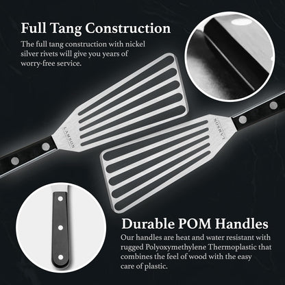 Lamson Metal Spatula Slotted Turner - 3' x 6" Stainless Flipper with Ultra Durable Handle, Right-Hand - Chef's Frying Fish Turner, Metal Grilling Spatula