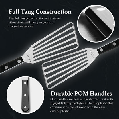 Lamson Fish Spatula, Slotted Metal Turner, 3 x 6 In, Right Hand | Ultra Durable composite handle, dishwasher safe; flexible stainless blade; a dedicated left-handed model is available