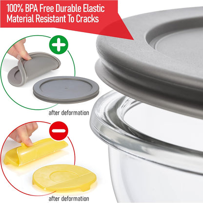 Set of 4 Stackable Space-Saving Nesting Glass Bowls with Airtight Acacia Lids for Lunch, Meal & Food Prep - Microwave & Oven-ready BPA Free Durable Heat Resistant Inert Borosilicate Glass