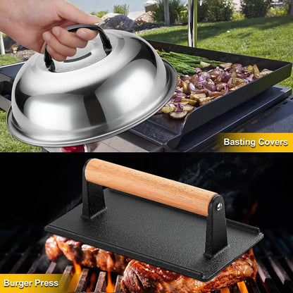 ROMANTICIST 8pc Professional Stainless Griddle Accessories Kit