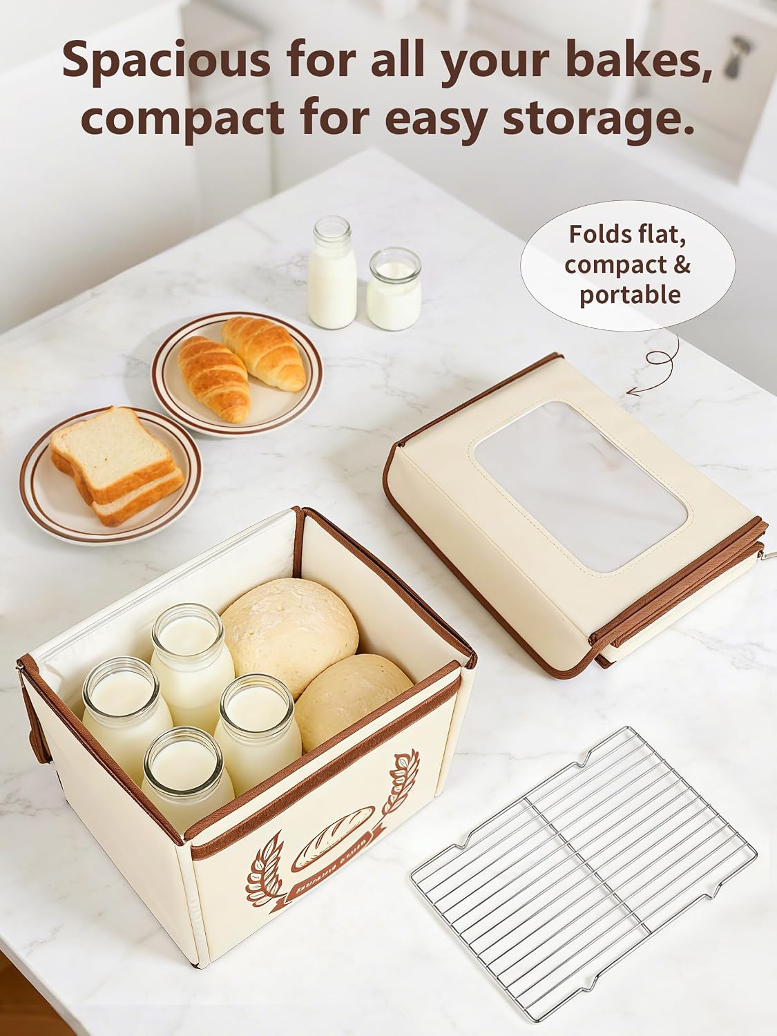 Folding Bread Proofing Box Dough Proofer, Electric Sourdough Warmer with 68-131°F Temp Control & 99H Timer