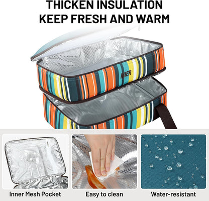 MIER Insulated Casserole Carrier for Hot or Cold Food Thermal Food Carrier Bag for Lasagna Potluck Parties Picnic Cookouts, Fits 9"x13" Baking Dish/Foil Pan, Red