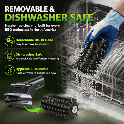 Electric BBQ Grill Brush - Cordless USB Rechargeable Grill Cleaning Brush with High-Speed Motor, Heavy Duty Stainless Steel Bristles, Automatic Barbecue Grate Cleaner Tool, Perfect BBQ Accessories