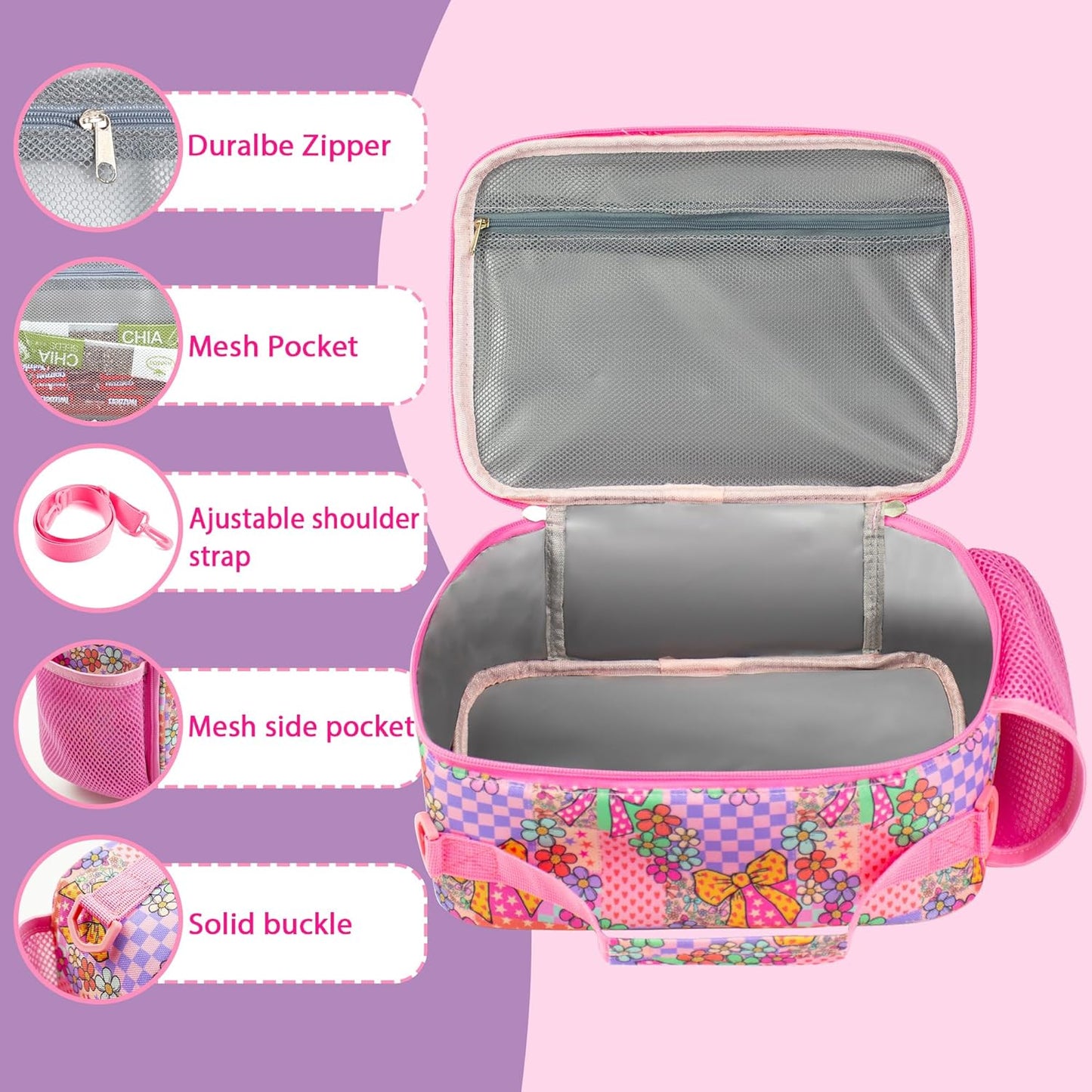 RLGPBON Kids Lunch Bag,Insulated Lunch Box for Girls,Lunch Bag Toddler Teen,School Daycare Cute Travel bags
