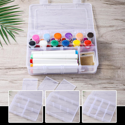 8 Grids Plastic Compartment Storage Box with Adjustable Divider Clear Plastic Organizer Box Divided Storage Containers Removable Grid Compartment Container for Jewelry Crafts Hardware Small Parts