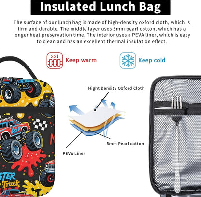 Dinosaur Volcano Insulated Lunch Bag for Women & Men, Reusable Leak-Proof Lunch Box with Cooler Compartment, Lunch Tote for Adults Work Travel Picnic Durable & Washable