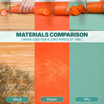 TPU Small Cutting Board Set of 3 9"x12" - Flexible Cutting Mats for Kitchen Knife Friendly, Cutting Mat Non-Slip Chopping Board Double Sided Scratch Resistant Food Grade Coral Mint Gray