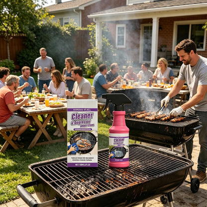 Fast-Acting Heavy-Duty Grill Degreaser Spray, BBQ Grill Cleaner Spray, Grill Cleaner for Outdoor Grills, Heavy Duty Degreaser Cleaner Spray, Fast-Acting Degreaser for Stubborn Stains (1)