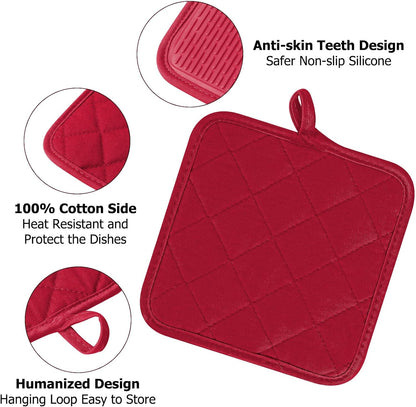 Goldmeet Mini Oven Mitts 2-Pack, 7"x5.5", 500°F Silicone Grip, Gray