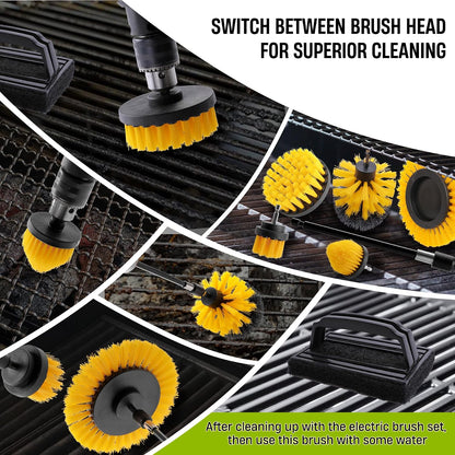 6 Piece BBQ Grill Cleaning Brush Ultra Stiff Drill Powered Cleaning Brushes Nylon Safe Bristle BBQ Grill Rust Remover Gift for Dad Grill Cleaner for Outdoor Grill (Black)