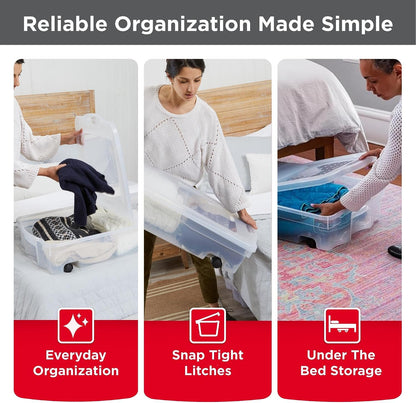 Rubbermaid Cleverstore 17 Qt Clear Storage Bins with Lids, 6-Pack, Stackable, BPA-Free, Made in USA