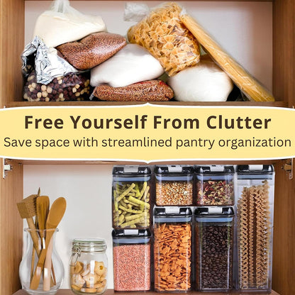Simply Gourmet Airtight Flour and Sugar Containers with Lids – 3 Piece Kitchen Pantry Organization Set, BPA-Free Clear Plastic, Stackable Canisters for Baking Ingredients, Rice, Snacks, Cereal