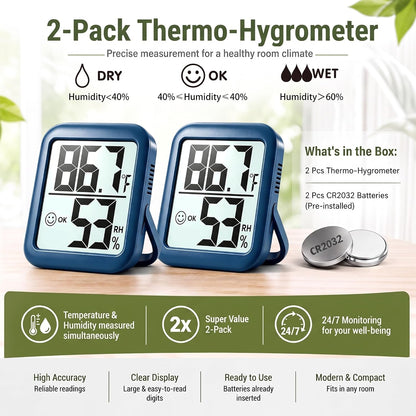 Antonki 2 Pack Room Thermometer Indoor Hygrometer