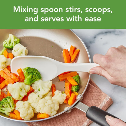 Tovolo Elements Silicone Spoon Set of 2 Mixing and Slotted Spoon Bundle for Non Stick Cooking Mixing Serving, Dishwasher Safe Heat Resistant Slotted Spoon and Mixing Serving Spoon, Oatmeal