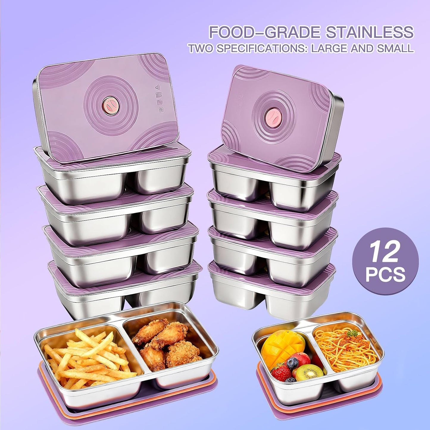GIUOIDUO stainless steelFood Storage Containers setsstorage box with lidfreezer FrozenKitchen tray with lidOven plateSide dish plate Freezer & Dishwasher Safe
