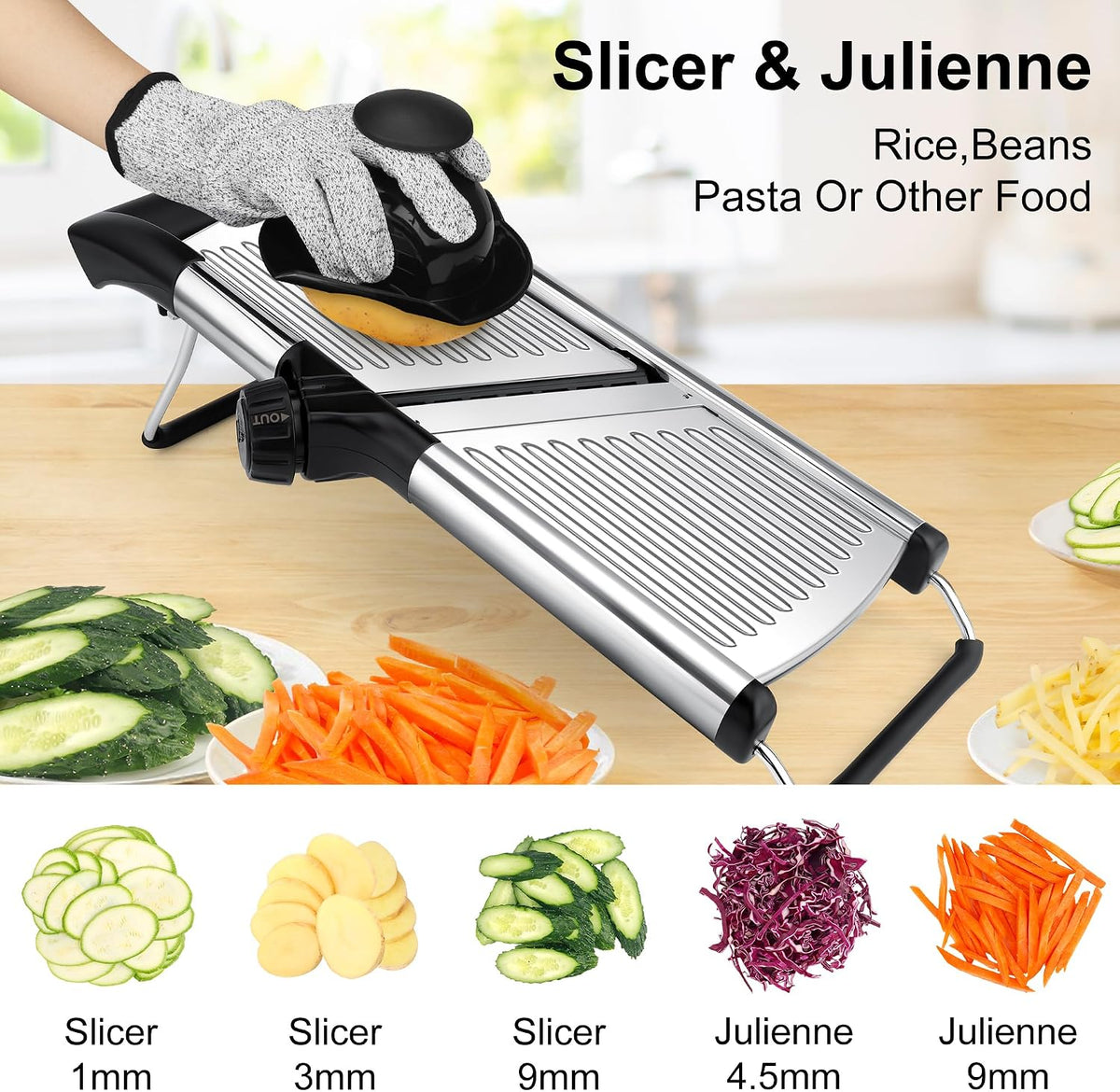 -BINGBING- Mandoline Slicer for Kitchen, Adjustable Mandoline Food Slicer