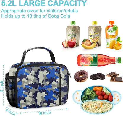 esouler Lunch Box Kids Insulated Lunch Bag for Boys & Girls Durable Children Lunchbox for School with Water Bottle Holder-Black