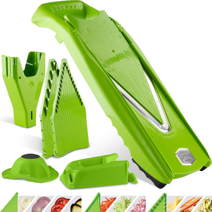 Börner Mandoline Slicer V5 (Basic Set) • Vegetable V-Slicer for Slices in 4 Thickness Settings • Stainless Steel V-Blade • Adjustable Kitchen Slicer for Vegetables & Fruits • Color: Green
