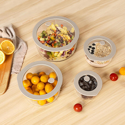 Glass Food Containers with Glass Lid, Microwave Safe Food Storage Container Set, 4 Pack of 35oz, Large Size Airtight Storage Set with Leak Proof Lids, Meal Prep Containers