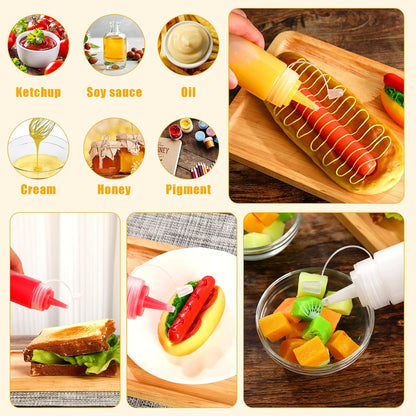 Hoolerry 32 Pcs 4oz Small Plastic Squeeze Bottle Bulk for Syrup Paint