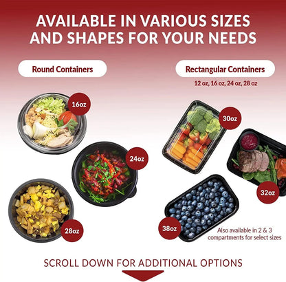 Reli. Meal Prep Containers 30 oz (50 Pack) - Takeout & Carryout Food Boxes with Lids