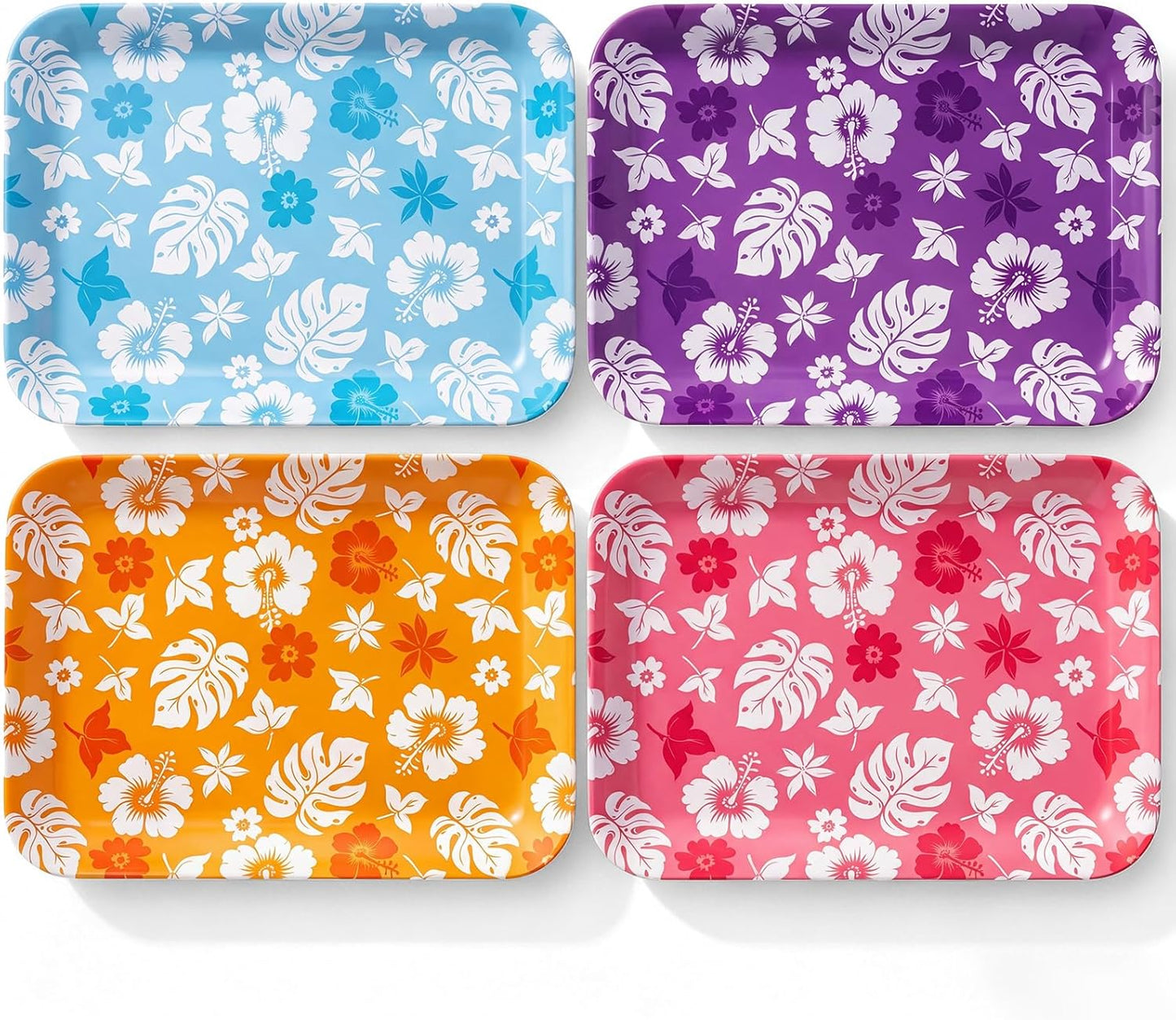4 Pieces Basketball Serving Trays - Sports Melamine Platters Reusable Rectangle Party Trays for Basketball Sports Theme Party Food Dessert Serving Supplies, 13 x 9.7 inch