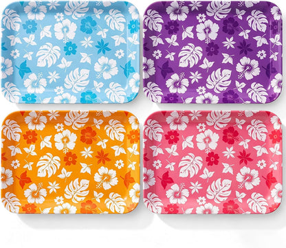 4 Pieces Basketball Serving Trays - Sports Melamine Platters Reusable Rectangle Party Trays for Basketball Sports Theme Party Food Dessert Serving Supplies, 13 x 9.7 inch