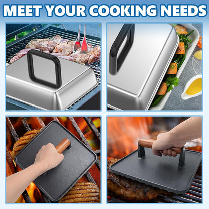 Square Cast Iron Burger Press Smash Griddle Cooking Weight for Blackstone