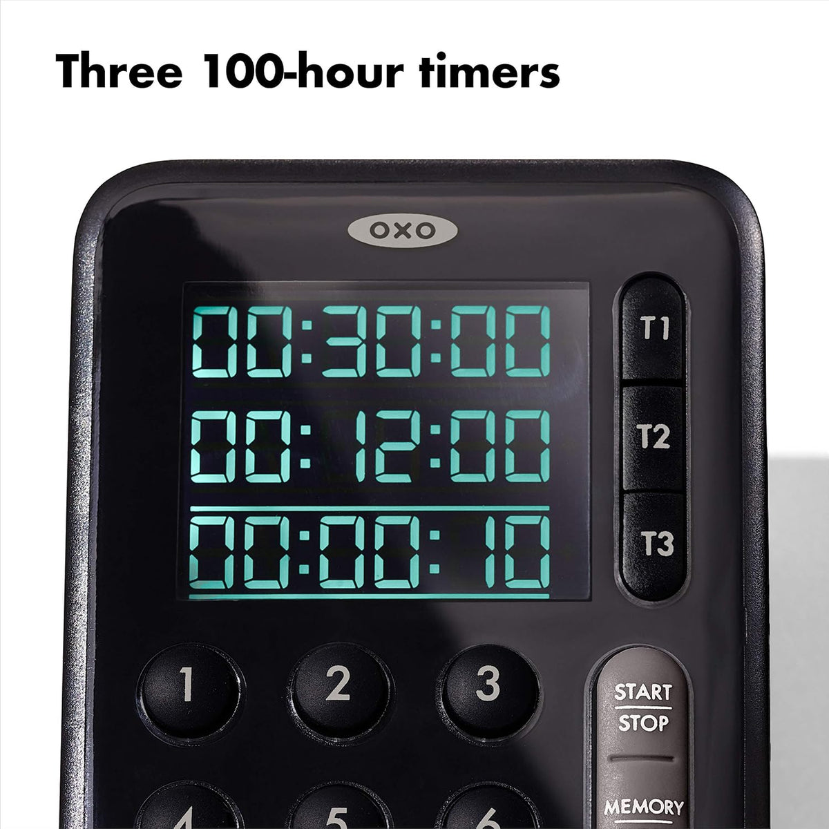 OXO Good Grips Digital Triple Kitchen Timer, Three 100-Hour Counters