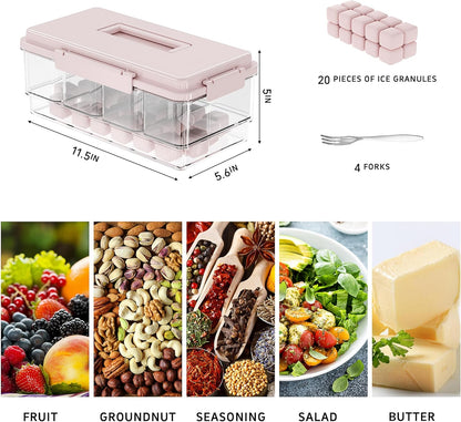 2Pack Chilled Condiment Caddy with 4 Containers 4 Lids Fruit Serving Tray Platter with Handle Portable Snackle Box Organizer Server with Ice Pack for Mimosa Bar Supplies,Salad,Taco,Party Garnish,Beige