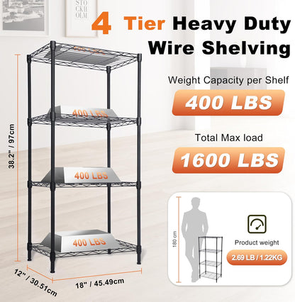 Whitmor 2-Wire Shelving Unit, Metal Storage Shelves, Stacking Shelf with Basket, Easy Assembly Home Organizer for Pantry, Kitchen, Garage, Plant