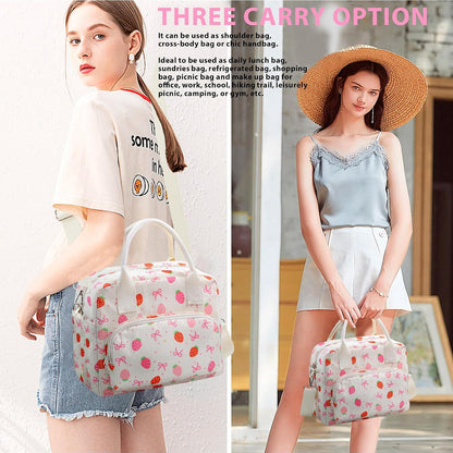 RLGPBON Insulated Lunch Bag Teen Girls, Preppy Lunch Box Large Insulated Lunch Bag Reusable Lunch Tote Bag, Preppy LunchBag for Girls School Travel Picnic