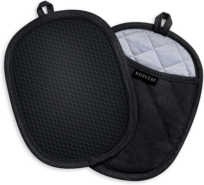 RORECAY 2-Pack Silicone Pot Holders for Kitchen, Hot Pads with Pocket, Gray