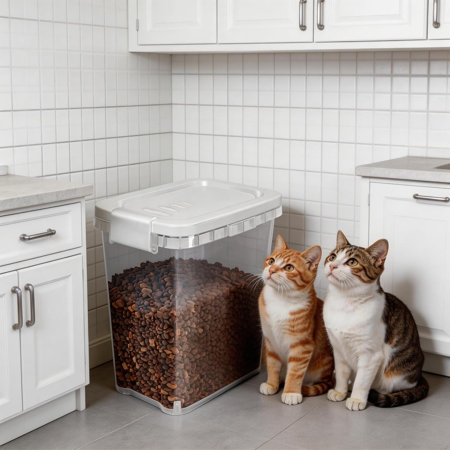 2 Pack Small Cat Food Storage Container with Wide-Mouth Pour Spout - 2Lbs/2.1QT Dog Pet Food Container for Cat Dog Food, Bird Seed, Chicken - Versatile Dry Food Bin Dispenser for Rice, Flour, Cereal