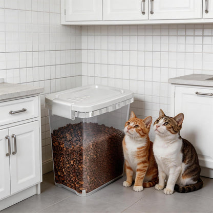 2 Pack Small Cat Food Storage Container with Wide-Mouth Pour Spout - 2Lbs/2.1QT Dog Pet Food Container for Cat Dog Food, Bird Seed, Chicken - Versatile Dry Food Bin Dispenser for Rice, Flour, Cereal