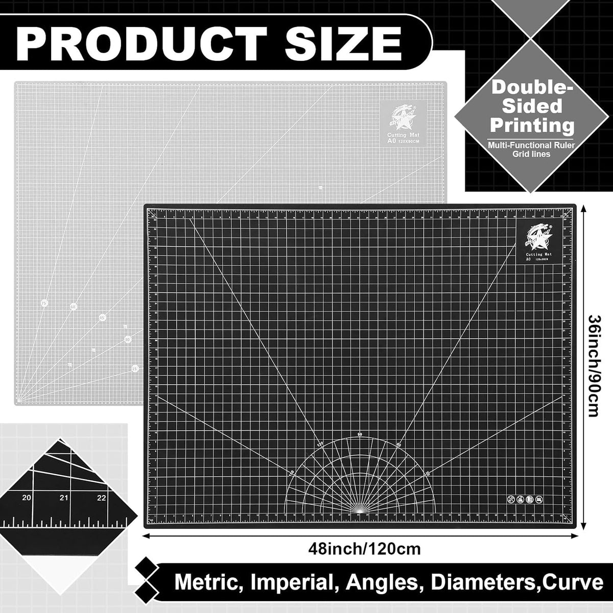 Pangda 1 Pcs 36 x 48 in Large Self Healing Cutting Mat for Sewing, Green