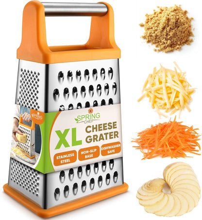 Spring Chef Stainless Steel XL Cheese Grater for Kitchen, Green