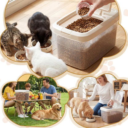 2 Pack Airtight Dog Food Storage Container, 27.6 Lbs Clear Pet Food Storage Bin with 2 Measuring Scoops for Pet Dog Cat Grain Rice Treat