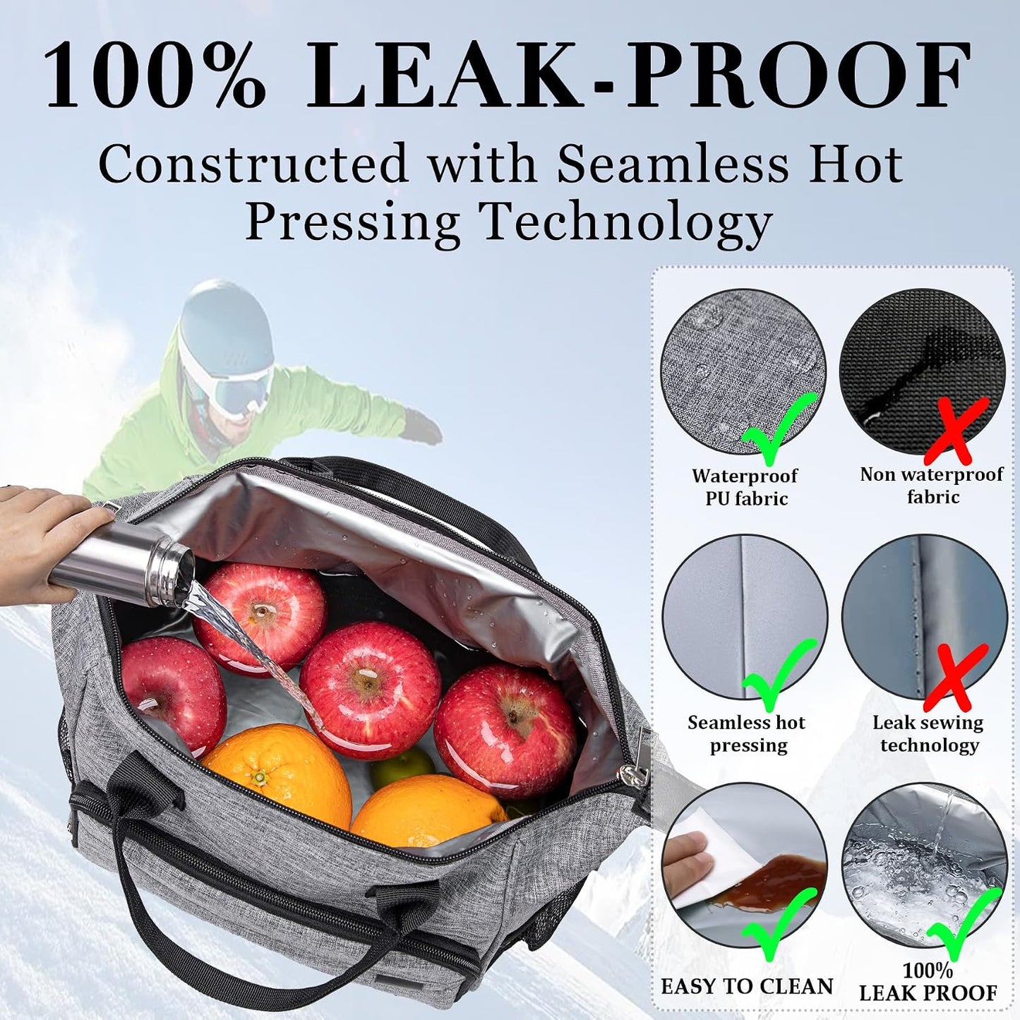 TuErCao Small Lunch Bag Lightweight Insulated Lunch Box for Women Work Portable Soft Cooler for Picnic Travel Road Trips, Loncheras para Mujer, Black