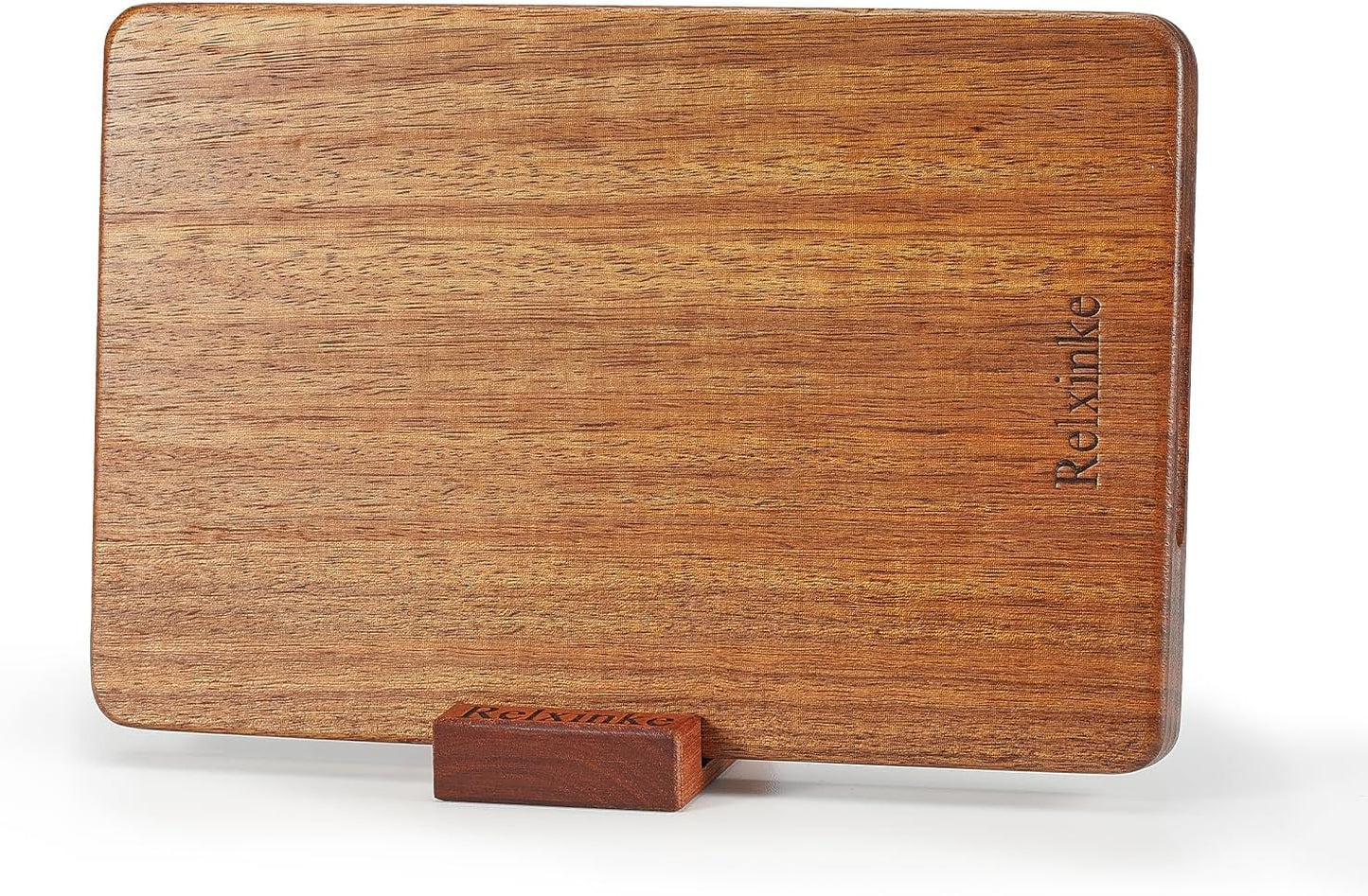 Solid Teak Wood Cutting Board Set One Piece Non Glued Large Thick Crack Resistant Wooden Chopping Board with DeepJuice Grooves Built in Handles for Kitchen Meat Bread 15x10.2IN &11.8 * 7.9IN