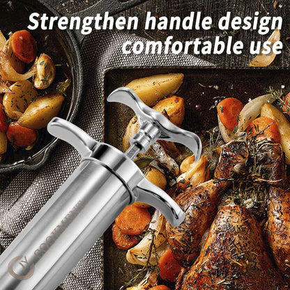 Meat Injector Syringe 2-oz Marinade Flavor Barrel 304 Stainless Steel