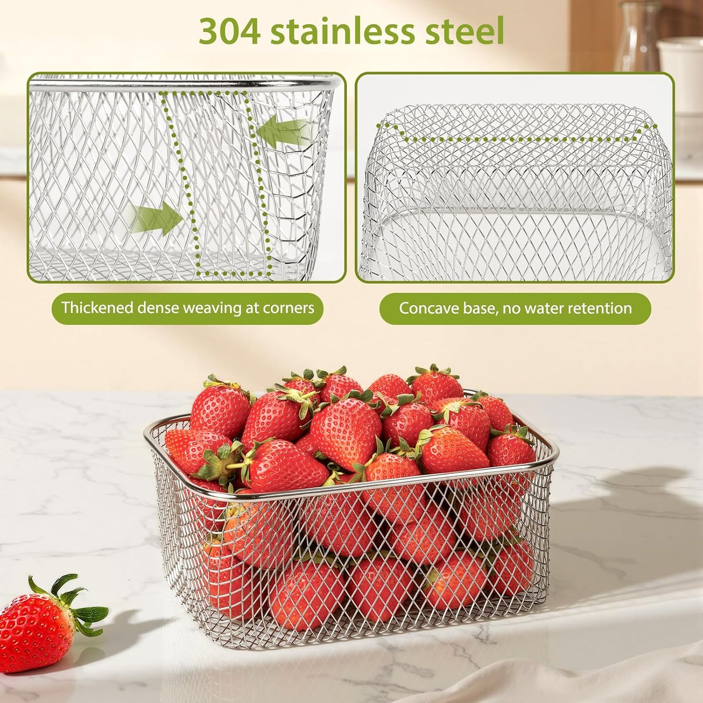 5 PCS Large Fruit Containers for Fridge - Leakproof Food Storage Containers with Removable Colander - Dishwasher & microwave safe Produce Containers Keep Fruits, Vegetables, Berry, Meat Fresh longer
