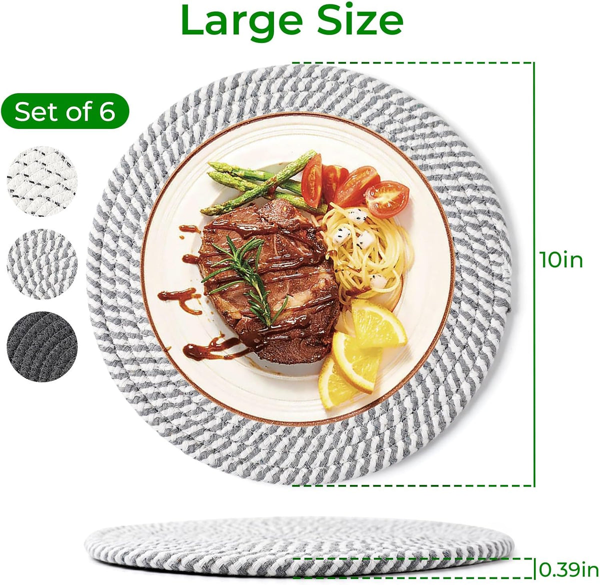 Large Trivets for Hot Dishes, Pots and Pans, Hot Pads 10 Inches 6 Pcs, Pot Holders for Kitchen, Heat Resistant Mats Protect Countertops, Kitchen Essentials Farmhouse Decor (Mix Brown)