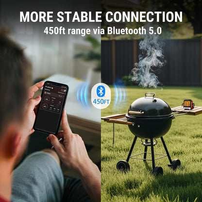 TempPro TempSync 450ft Bluetooth Meat Thermometer for Oven with 2 Probes