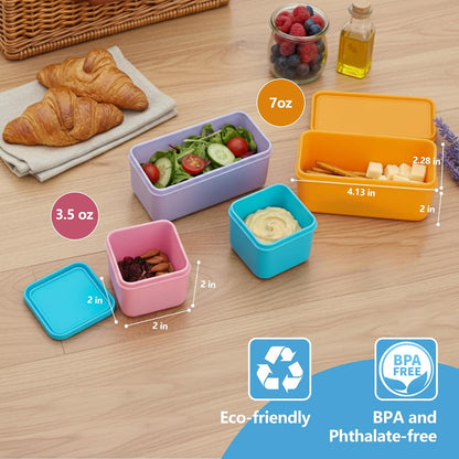 4 Pack Silicone Lunch Containers Compatible with OmieBox, Leak-Proof Bento box Accessories, Silicone Dips Containers with Lids, Fit for Most Lunch Boxes