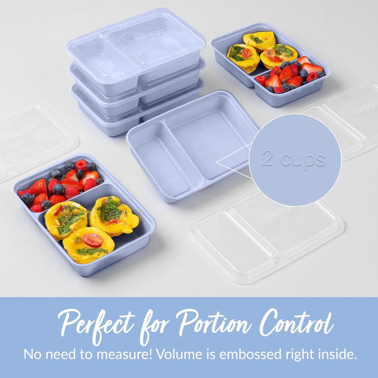 Bentgo Prep - 20-Piece 2-Compartment Reusable Meal Prep Containers with Lids, PFAS & BPA Free Materials, Durable, Microwave, Freezer, & Dishwasher Safe To Go Food Storage (Rose Gold)