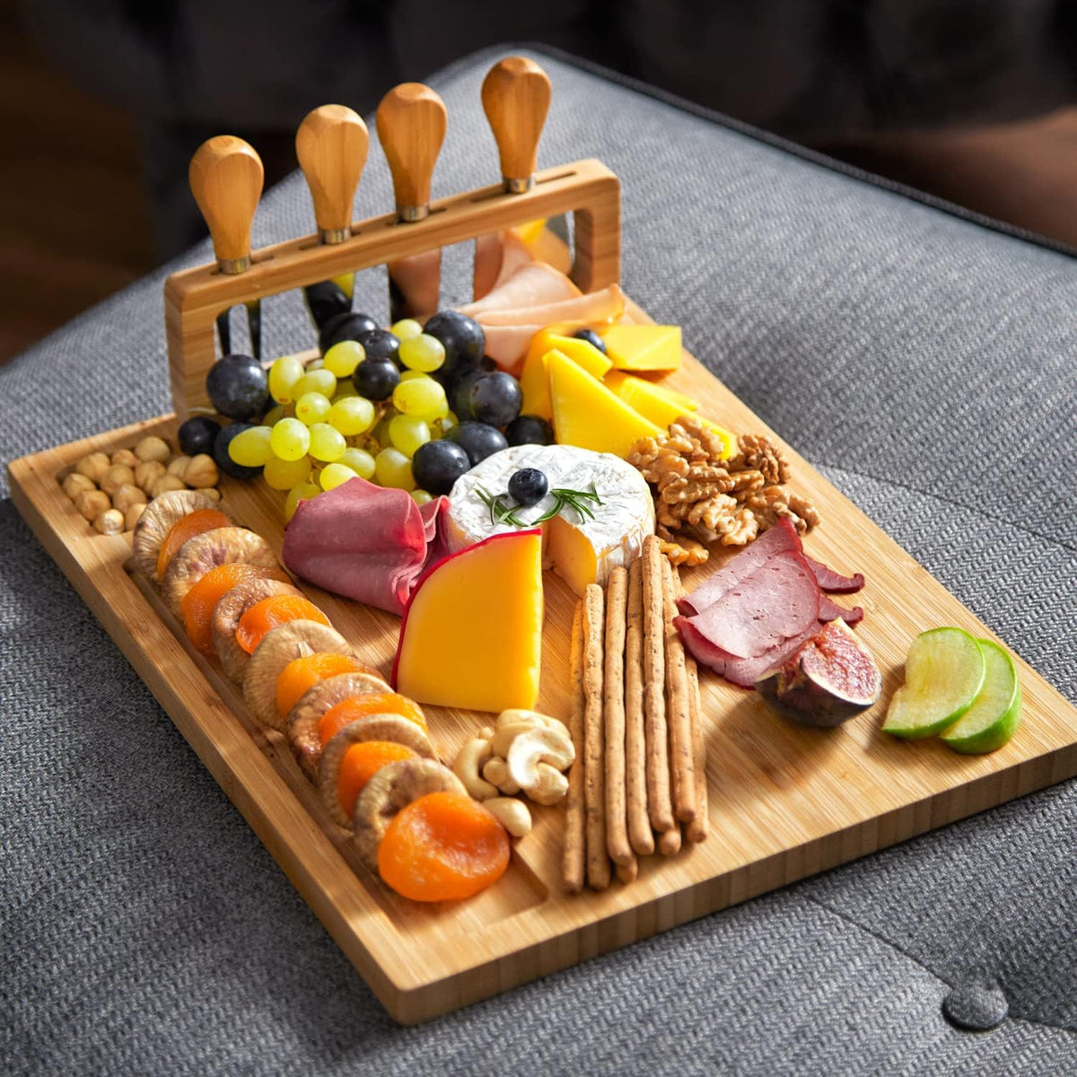 Bamboo Cheese Board and Charcuterie Boards Set & Serving Tray