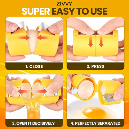 Egg Cracker & Egg Shell Opener Tool - Easy Egg Shell Cracker for Clean Shell Opening - Egg Opener & Kitchen Gadget for No Mess Breakfast & Meal Prep (Black)