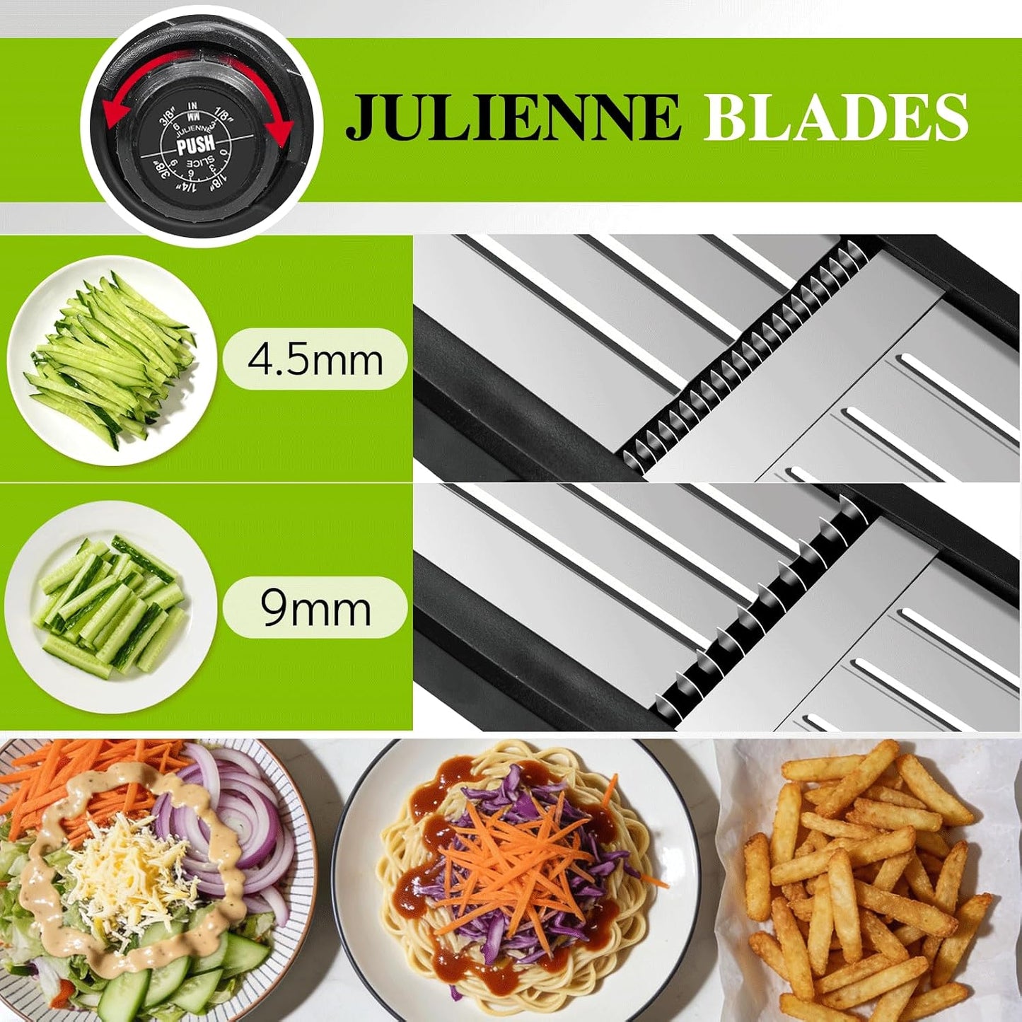 MASTERTOP Mandoline Slicer for Kitchen Adjustable Stainless Steel Food Slicer Vegetable Chopper Onion Waffle French Fry Cutter Potato Chip Julienne Slicer with Safety Gloves